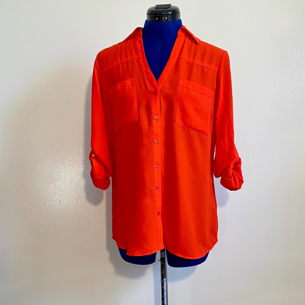 Express Orange Portofino Button-down - Size: S